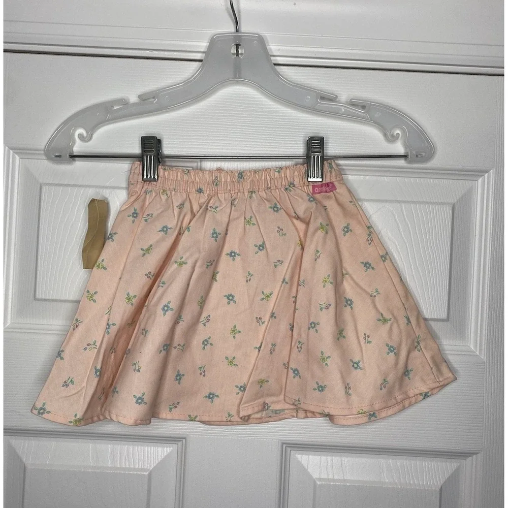 Vintage Oshkosh B' Gosh Kid Girls‎ Cotton Pleated Skirt Pink Flowers 3T New